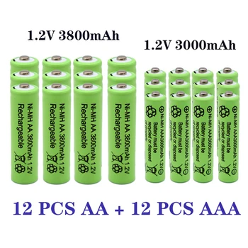 1,2 В AA 3800 мАч NI-MH Аккумуляторные батареи + 1,2 В AAA 3000 мАч Перезаряжаемая батарея NI-MH аккумулятор
