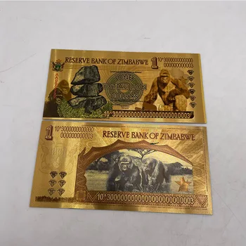 100 шт Золотая банкнота Зимбабве один ЙОТТАЛИЛЬОН долларов Золото 999999 долларов Зимбабве банкнота для делового подарка