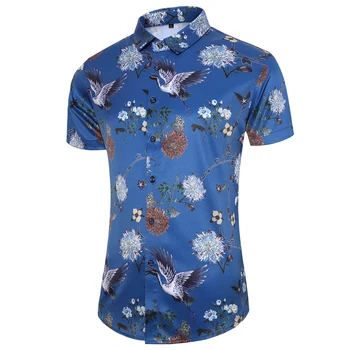 2022 Мужская рубашка с принтом, Весенне-летняя модная повседневная рубашка с коротким рукавом, Повседневная Тонкая деловая рубашка высокого качества, Мужская одежда
