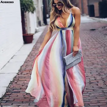 2023 летнее новое женское повседневное модное шифоновое платье с цветным градиентным принтом, радужная юбка, платье с втягивающей талией