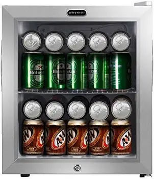 BR-062WS, Холодильник для напитков из нержавеющей стали емкостью 62 банки с замком, белый