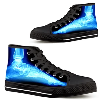 ELVISWORDS/ Модная Повседневная Спортивная обувь с 3D принтом на рентгеновской пленке для костной стопы, Легкая Женская Вулканизированная обувь с высоким Берцем на шнуровке