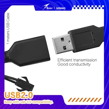 KAIER 1-метровый USB-кабель для передачи данных, автомобильные Аксессуары для автомобиля, USB-адаптер, двойной разъем, USB-удлинитель, Автомобильный видеорегистратор, цифровой шнур GPS