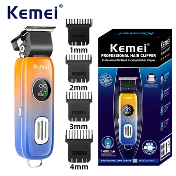 Kemei KM-1837 Мужская Электрическая машинка для стрижки волос, профессиональный Триммер для волос IPX7, Водонепроницаемая машинка для стрижки, светодиодный дисплей, Парикмахерский триммер