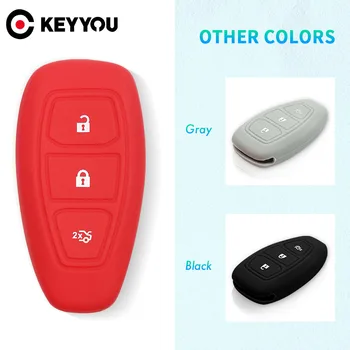 Keyyou Силиконовый чехол для автомобильных ключей с 3 кнопками Чехол для автомобильных ключей 2013 2014 Ford New Mondeo силиконовый Чехол для автоключей Smart key cover