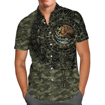 PLstar Cosmos Мексика Персонализированные Гавайские Рубашки с Пользовательским Именем NewFashion 3DPrint Летние Забавные Пляжные Рубашки с коротким Рукавом Повседневные A-2