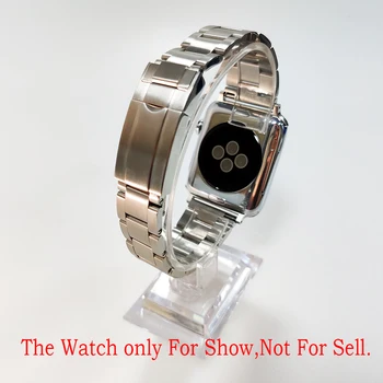 Rolamy Oyster Стальной ремешок для часов с ремешком для Apple Watch Band 44 мм 40 мм 42 мм 38 мм Серии SE/6/5/4/3/2/1 Браслет для часов iWatch