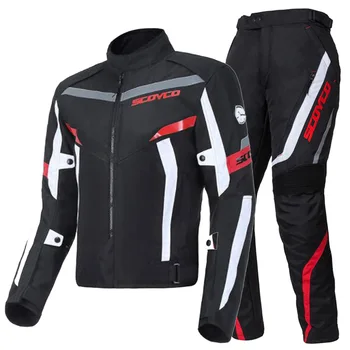 SCOYCO Водонепроницаемая мотоциклетная куртка + брюки Chaqueta Moto Man Jaqueta Motociclista Куртка для мотокросса со съемным вкладышем