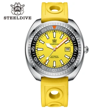 SD1983 STEELDIVE 49 мм Желтый Циферблат Мужские Наручные часы Для Дайвинга Из Нержавеющей Стали Автоматические Часы 1000 М Водонепроницаемые Механические Часы