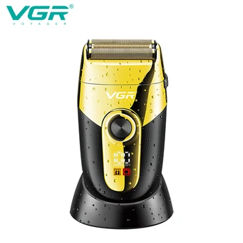 VGR Триммер для бороды, профессиональные бритвы для бороды, водонепроницаемая бритва для бороды, беспроводная бритва, перезаряжаемая мужская электробритва V-383