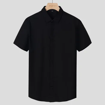 Весенне-летняя рубашка с короткими рукавами 2023, повседневная деловая рубашка высокого уровня с короткими рукавами, красивая черно-белая рубашка из ледяного шелка ti