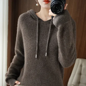 Выбор женской свободной вязаной куртки из кашемировой штамповки ded, толстый свитер с иглами, верхняя одежда