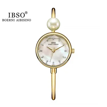 Высококачественные женские Кварцевые часы-браслет Из Розового Золота, Золотисто-белого Жемчуга, часы из бисера, Женские наручные часы с бриллиантами в виде ракушки из бисера