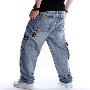 Европейские Американские Джинсы с несколькими карманами, Мужские Свободные Мешковатые Джинсовые брюки-карго в стиле хип-хоп для скейтборда, Уличная одежда, Брюки, Одежда