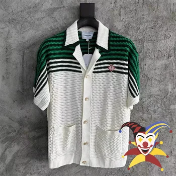 Жаккардовый свитер Casablanca Для мужчин и женщин 1:1, Кардиган высшего качества с коротким рукавом, Кофты с вышивкой логотипа