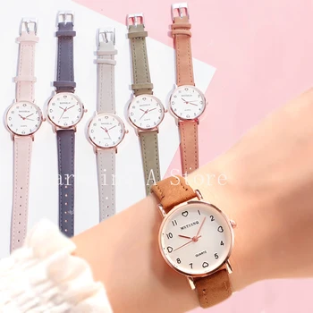 Женские простые винтажные часы для женщин, наручные часы с циферблатом, Кожаный ремешок, Наручные часы, Высококачественные женские повседневные часы-браслет