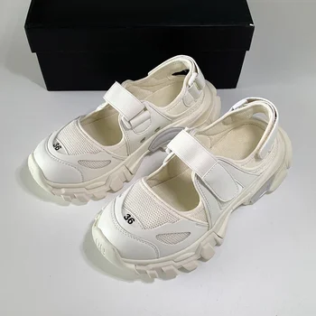 Женские спортивные сандалии Mary Jane 2023, Летняя уличная сетчатая дышащая обувь для папы, женская Повседневная сетчатая обувь, сандалии на платформе