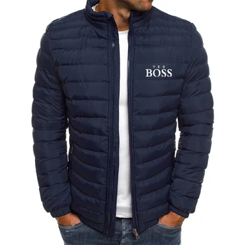 Зимняя куртка, мужская теплая парка с воротником-стойкой, уличная мода, повседневная брендовая верхняя Мужская зимняя куртка-пуховик