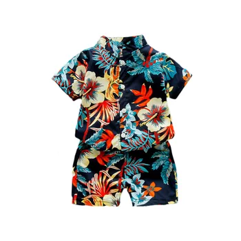 Комплект из рубашки с короткими рукавами для мальчиков и девочек + шорты 2021, Летний Новый Модный и красивый Детский костюм для пляжного отдыха на возраст 1-2-3-4-5 лет