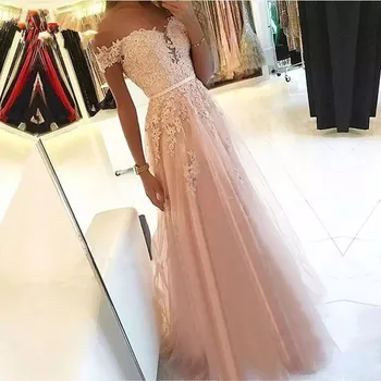 Кружевное розовое платье с открытыми плечами vestidos de fiesta de noche для выпускного вечера, вечерние платья, халат de soiree, длинное платье 2021