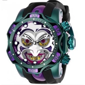 Крутые мужские кварцевые часы Top Clown с ремешком из сплава, модные водонепроницаемые автоматические роскошные механические часы, Кварцевые часы для мужчин