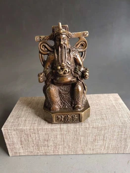 Латунная статуэтка Бога богатства-изысканный китайский антиквариат, ценный для коллекции, декор Будды, аксессуары для дома