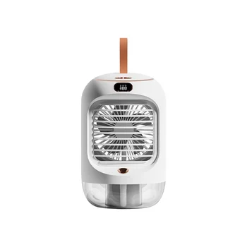 Машина для холодной воды, Вращающийся вентилятор для увлажнения воздуха, Мини Настольный вентилятор с качающейся головкой, USB-зарядка, вентилятор с ночником, белый