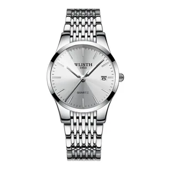 Модный бренд Wlisth, роскошная пара, для влюбленных из нержавеющей стали, Кварцевые или женские и мужские наручные часы с выпуклым циферблатом, аналоговые подарочные наручные часы
