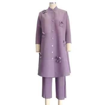 Модный комплект плиссированного платья Miyake большого размера для женщин, весна-лето 2023, Новый элегантный комплект одежды из двух предметов с бабочкой