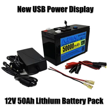 Новый USB Power Display 12v 50ah 18650 Литиевый аккумулятор Подходит для солнечной энергии и зарядки аккумуляторов электромобилей + 12,6 В