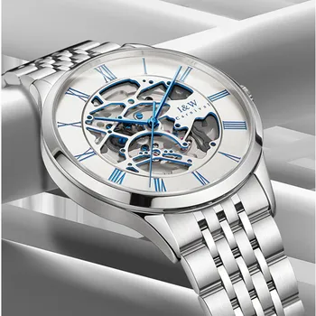 Новый швейцарский люксовый бренд I & W CARNIVAL, Японские автоматические механические мужские часы, сапфировые водонепроницаемые часы с двумя скелетонами C522G