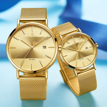Пара часов NAVIFORCE Мужские часы Простые роскошные кварцевые наручные часы женские часы для мужчин И женщин Водонепроницаемые Тонкие часы для влюбленных 2022