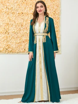 Платья для женщин Вечерние Дубай Марокканский Восточный Арабский Халат Комплекты из 2 предметов Исламский кафтан Рамадан Ид Мусульманская Абая