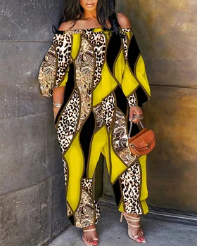 Плюс Размер, повседневное платье с леопардовым принтом в стиле барокко, с открытыми плечами, Шикарное Модное летнее Повседневное, Высокий Стиль, облегающее Повседневное