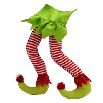 Плюшевые ножки Эльфа Для рождественских украшений, Свисающие Ножки Санта-Клауса, Торчащие из багажника, Плюшевые Ножки Рождественского Санты и Эльфа