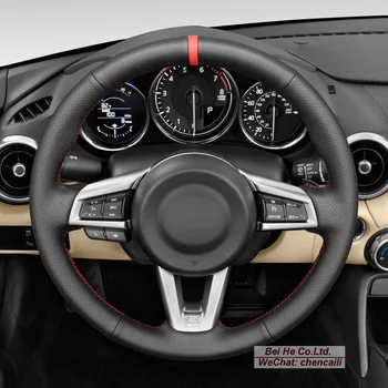 Прошитая вручную Черная Кожаная Замшевая крышка Рулевого колеса для Mazda MX-5 2016-2020 Автомобильные Аксессуары