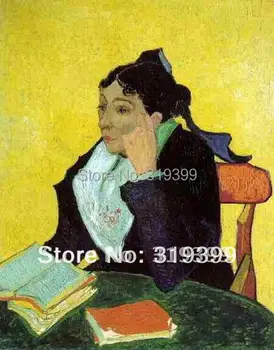 репродукция картины Винсента Ван Гога маслом 100% ручной работы, L'Arlesienne Madame Ginoux с книгами, ноябрь, Музейное качество, Бесплатная доставка DHL