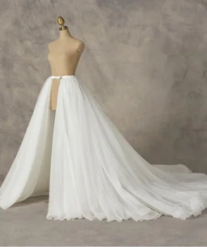Свадебная юбка со съемным шлейфом из тюля, съемная юбка для платьев, роскошная свадебная верхняя юбка