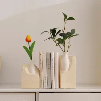 Скандинавская керамическая ваза для цветов, Украшение книжного шкафа, гостиной, чайного столика, веранды, спальни, рабочего стола для офиса, украшение ручной работы, хороший подарок