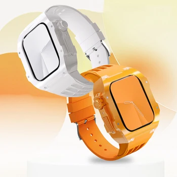 Чехол + Силиконовый ремешок Для Apple Watch 45 мм Ремешок С Полным покрытием, Комплект для Модификации Браслета iWatch Series SE 8 7 6 5 4 45 мм 44 мм